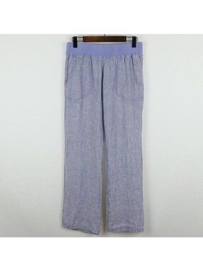 Toad&Co Lina Women's Size 2 Blue 100% Linen Mid Rise Straight Leg Casual Pants